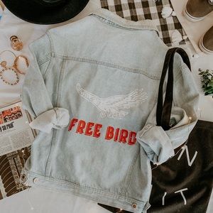 Free bird custom lightwash denim jean jacket